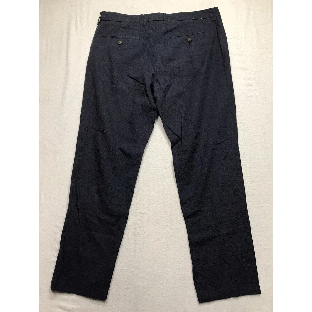 J CREW Thompson Pants Men 35x32 (36x29 actual) Navy Tapered Leg Chino Cotton
